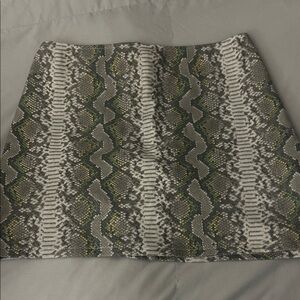 Honey Punch Snake Print Mini Skirt - Green and Gray